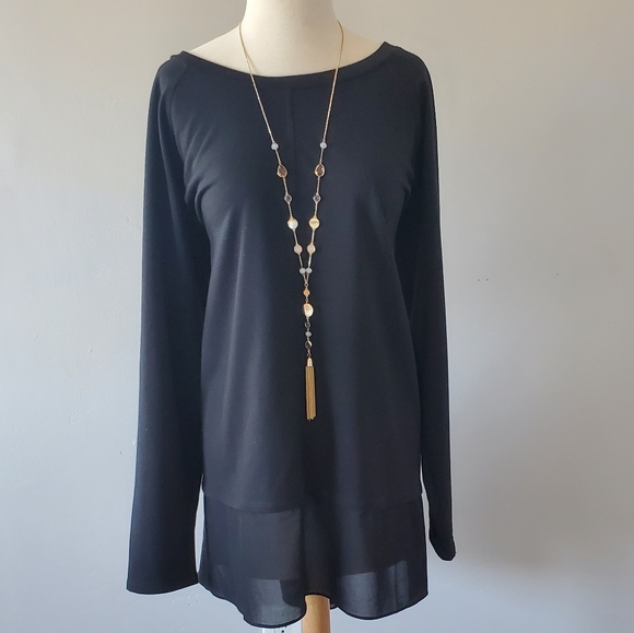 Logo Longsleeve Sheer Hem Tunic Sz 2X
